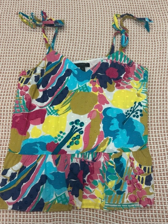 J. Crew Other - Womens 100% Cotton J.Crew Print Flowy Tank Top Size 2 (XS)